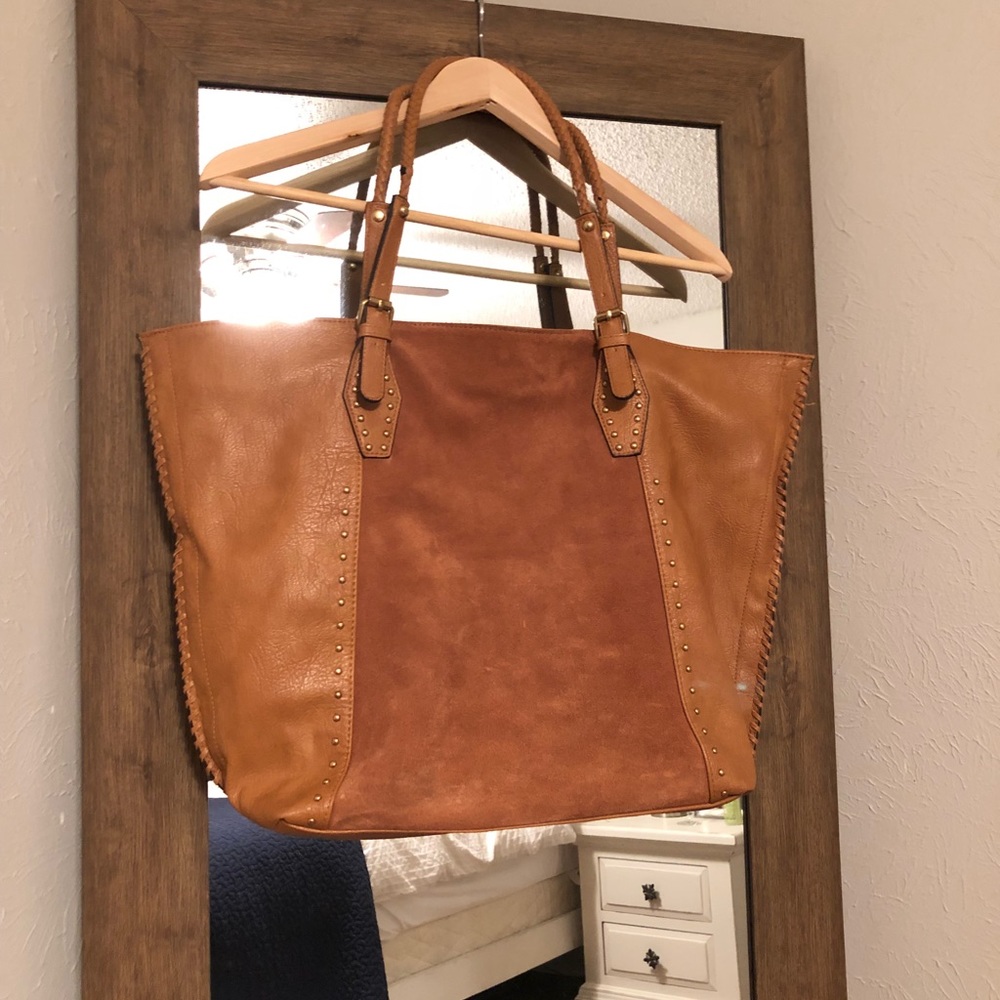 Dolce Vita brown velvet and faux leather tote